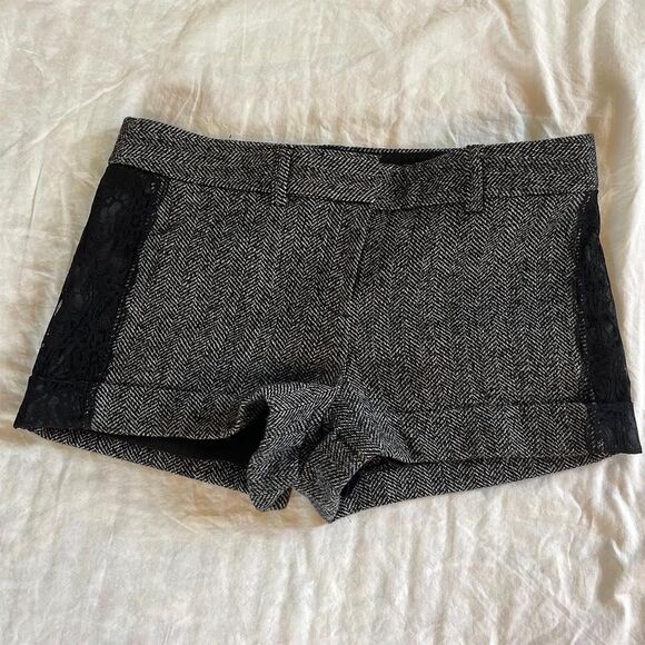 Express Design Studio Trouser Shorts | Tweed & Lace Wool Blend - Picture 1 of 7